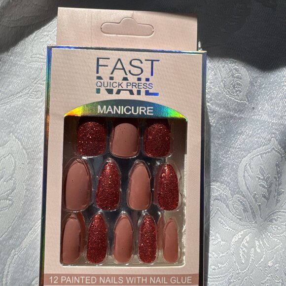 Fast Nail Other - Fast Nail One Minute Press‑On Nail Tips w Glue Fast & Easy NEW